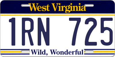 WV license plate 1RN725
