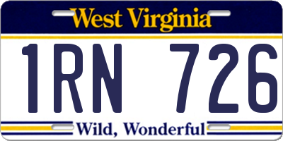 WV license plate 1RN726