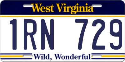 WV license plate 1RN729