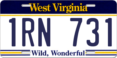 WV license plate 1RN731