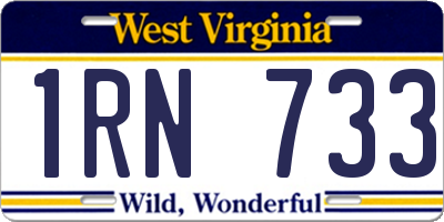 WV license plate 1RN733