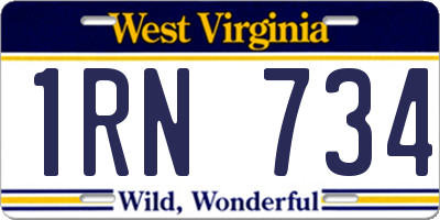 WV license plate 1RN734