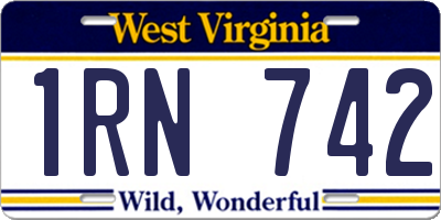WV license plate 1RN742