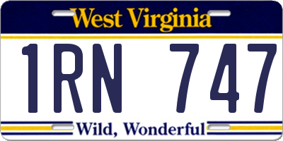WV license plate 1RN747