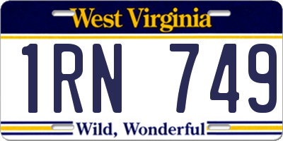 WV license plate 1RN749