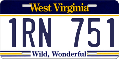 WV license plate 1RN751