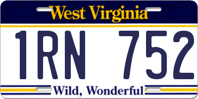 WV license plate 1RN752