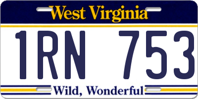 WV license plate 1RN753