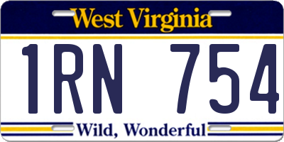 WV license plate 1RN754