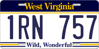 WV license plate 1RN757