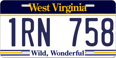 WV license plate 1RN758
