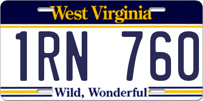 WV license plate 1RN760