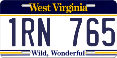 WV license plate 1RN765