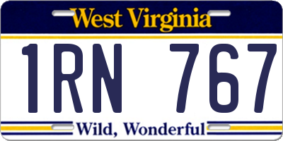 WV license plate 1RN767