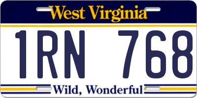 WV license plate 1RN768