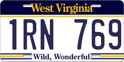 WV license plate 1RN769
