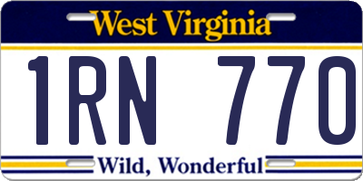 WV license plate 1RN770