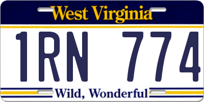 WV license plate 1RN774