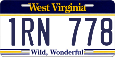 WV license plate 1RN778