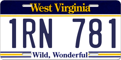 WV license plate 1RN781
