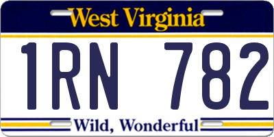 WV license plate 1RN782