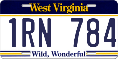 WV license plate 1RN784