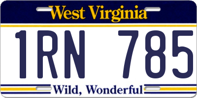 WV license plate 1RN785