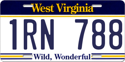 WV license plate 1RN788