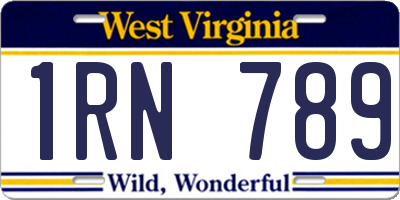 WV license plate 1RN789