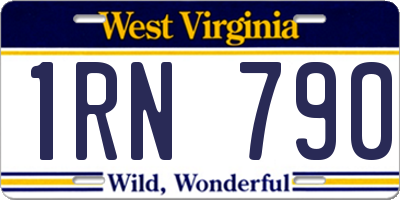 WV license plate 1RN790