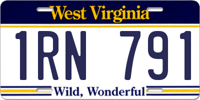 WV license plate 1RN791
