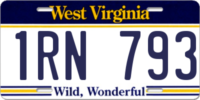 WV license plate 1RN793