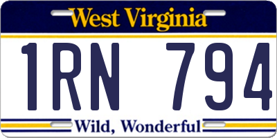 WV license plate 1RN794