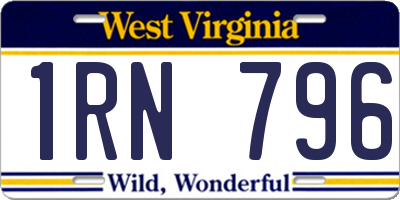 WV license plate 1RN796