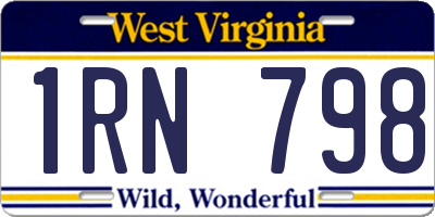 WV license plate 1RN798