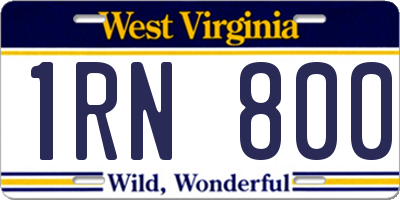 WV license plate 1RN800