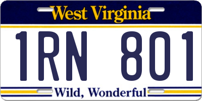 WV license plate 1RN801