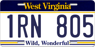 WV license plate 1RN805