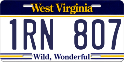 WV license plate 1RN807