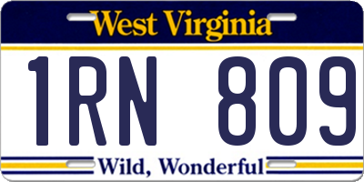 WV license plate 1RN809