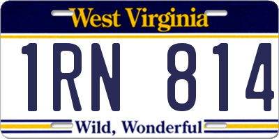 WV license plate 1RN814