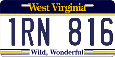 WV license plate 1RN816