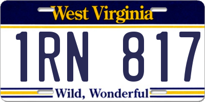 WV license plate 1RN817
