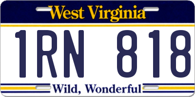 WV license plate 1RN818