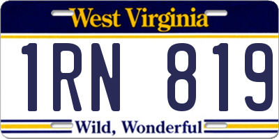 WV license plate 1RN819