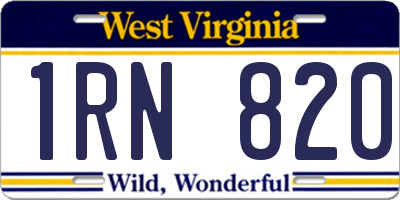 WV license plate 1RN820