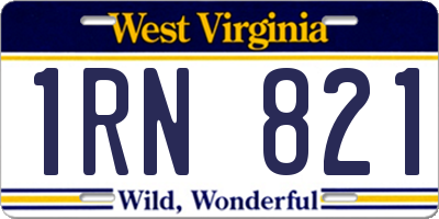 WV license plate 1RN821