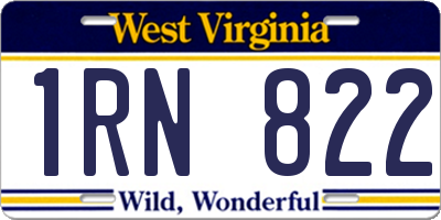 WV license plate 1RN822