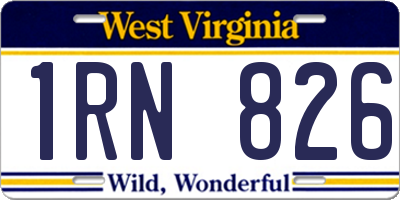 WV license plate 1RN826