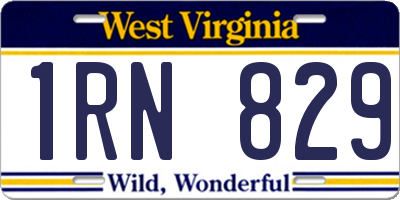 WV license plate 1RN829
